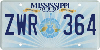 MS license plate ZWR364
