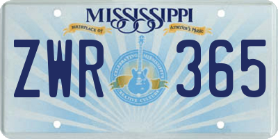 MS license plate ZWR365
