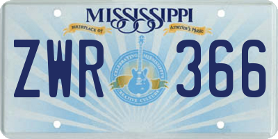 MS license plate ZWR366