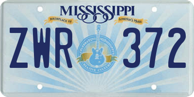MS license plate ZWR372