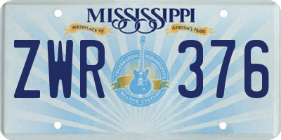 MS license plate ZWR376