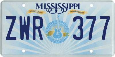 MS license plate ZWR377