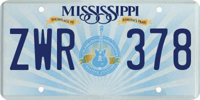 MS license plate ZWR378