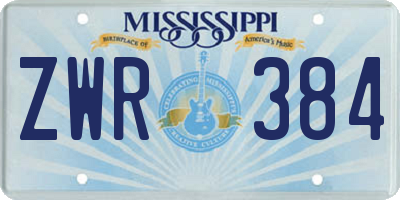 MS license plate ZWR384