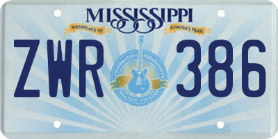 MS license plate ZWR386