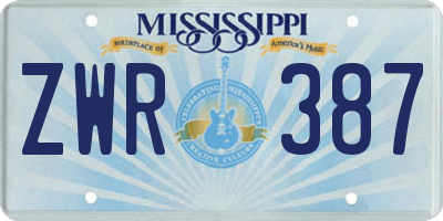 MS license plate ZWR387