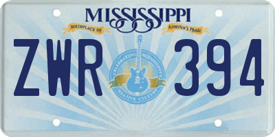 MS license plate ZWR394