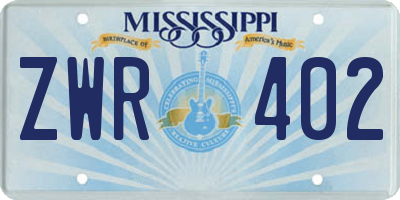 MS license plate ZWR402