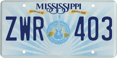 MS license plate ZWR403