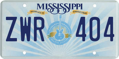 MS license plate ZWR404