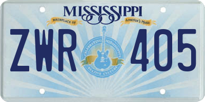 MS license plate ZWR405