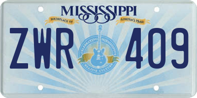 MS license plate ZWR409