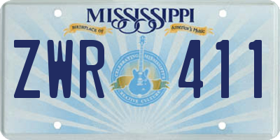 MS license plate ZWR411