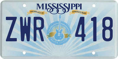 MS license plate ZWR418