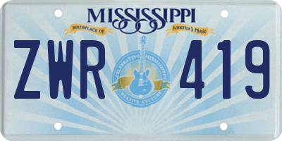 MS license plate ZWR419