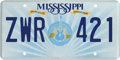 MS license plate ZWR421