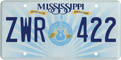 MS license plate ZWR422