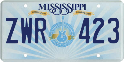 MS license plate ZWR423