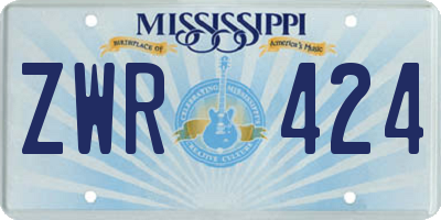 MS license plate ZWR424