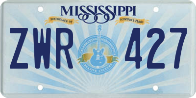 MS license plate ZWR427