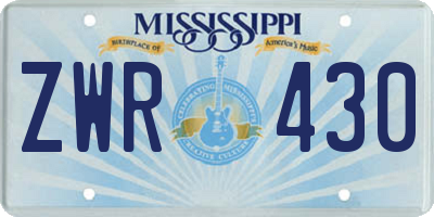 MS license plate ZWR430