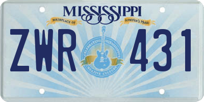 MS license plate ZWR431