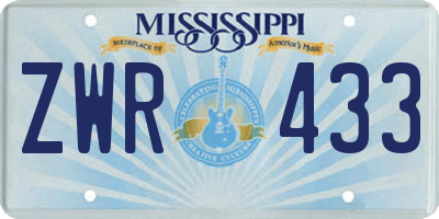 MS license plate ZWR433