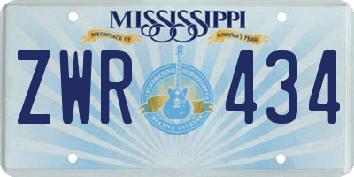 MS license plate ZWR434