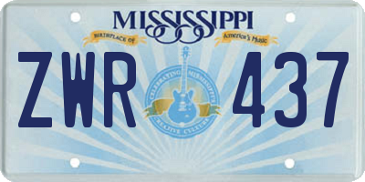 MS license plate ZWR437