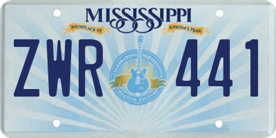 MS license plate ZWR441