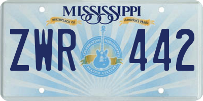 MS license plate ZWR442