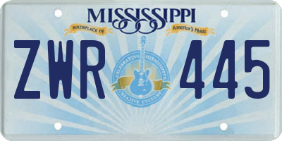 MS license plate ZWR445