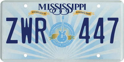 MS license plate ZWR447