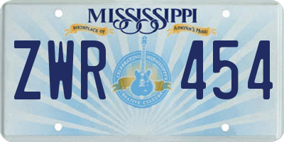 MS license plate ZWR454