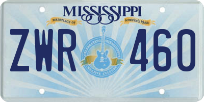 MS license plate ZWR460