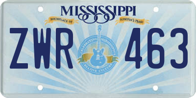 MS license plate ZWR463