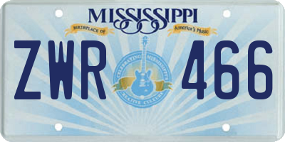 MS license plate ZWR466