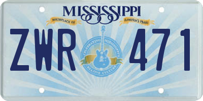 MS license plate ZWR471
