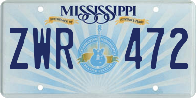 MS license plate ZWR472