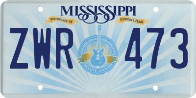 MS license plate ZWR473