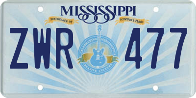 MS license plate ZWR477