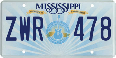 MS license plate ZWR478