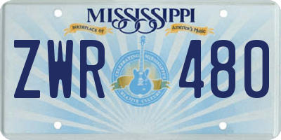 MS license plate ZWR480