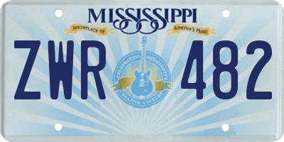 MS license plate ZWR482