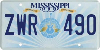 MS license plate ZWR490