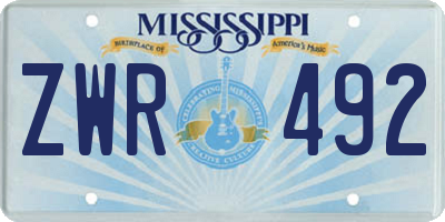 MS license plate ZWR492