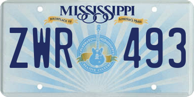MS license plate ZWR493
