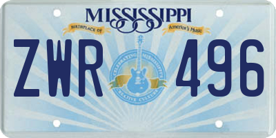 MS license plate ZWR496