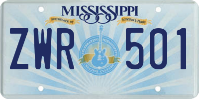MS license plate ZWR501