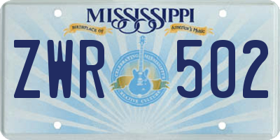 MS license plate ZWR502